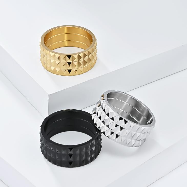 3Pk Silver Colour Textured Rings  |  Mens Jewellery & Watches Accessories Jewellery & Watches