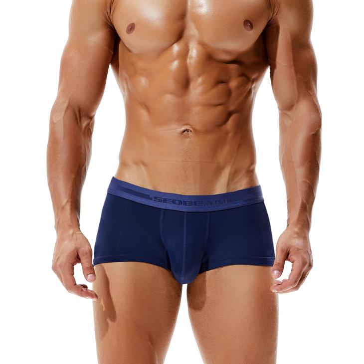 4Pk Navy Cotton Stretch Ri Trunks  |  Mens Underwear & Socks Clothing Essentials