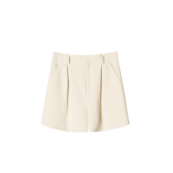 Beige Cotton Tailored Short  |  Womens Shorts Clothing Shorts