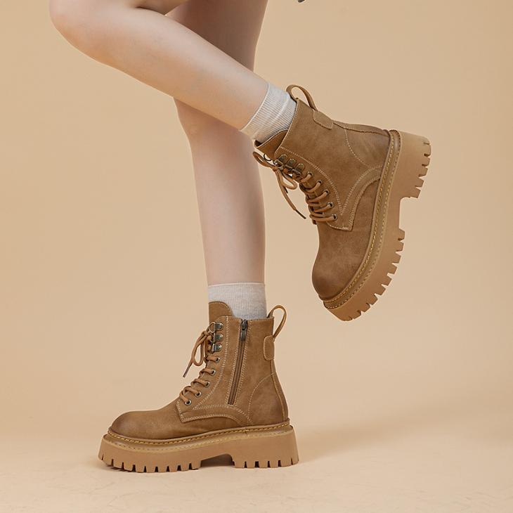 Beige Lace Up Canvas Boots  |  Womens Shoes Boots Boots