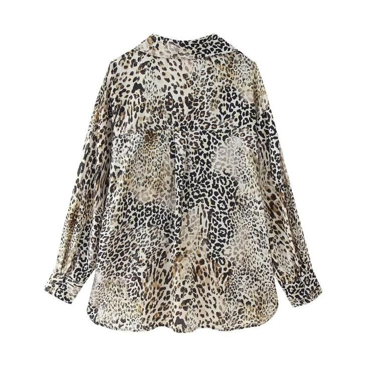 Beige Leopard Print Glitter Shirt  |  Womens Co-Ord Sets Blouses & Shirts Blouses & Shirts