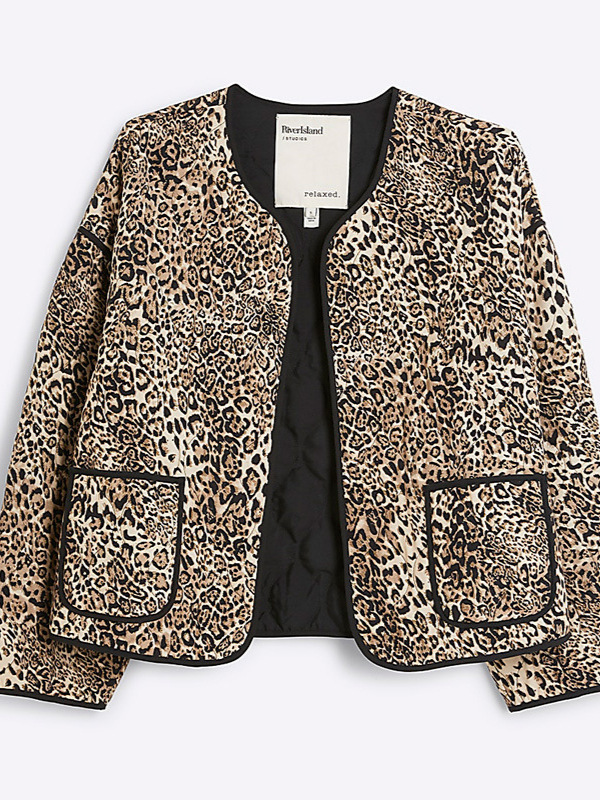 Beige Leopard Print Quilted Jacket  |  Womens Coats & Jackets Clothing Coats & Jackets