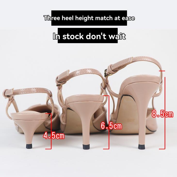 Beige Patent Sling Back Kitten Heeled Shoes  |  Womens Shoes Heels Heels