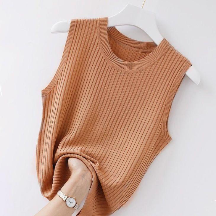 Beige Ribbed High Neck Tank Top  |  Womens Tops & T-Shirts Clothing Tops & T-Shirts