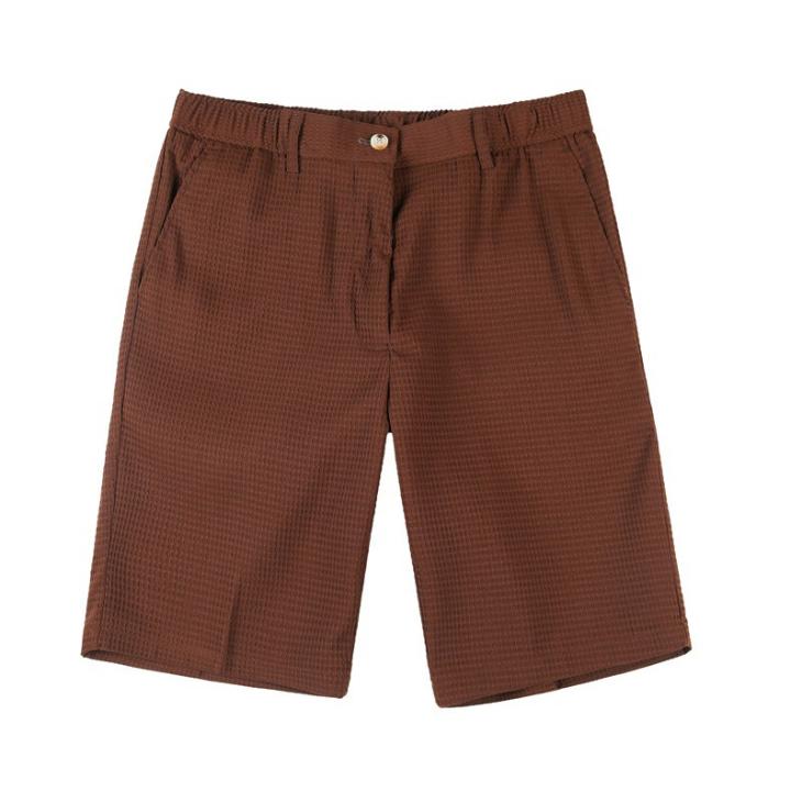 Beige Slim Fit Plisse Shorts  |  Mens Shorts Clothing Mens