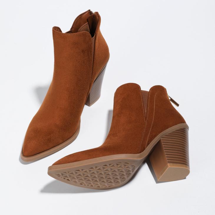 Beige Suede Block Heeled Boots  |  Womens Boots Boots Boots