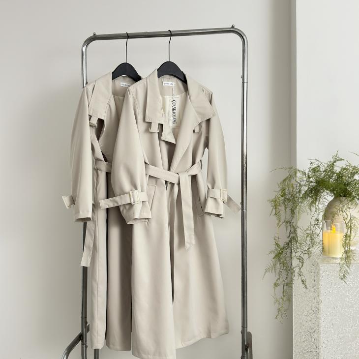 Beige Tie Cuff Belted Trench Coat  |  Womens Coats & Jackets Clothing Coats & Jackets