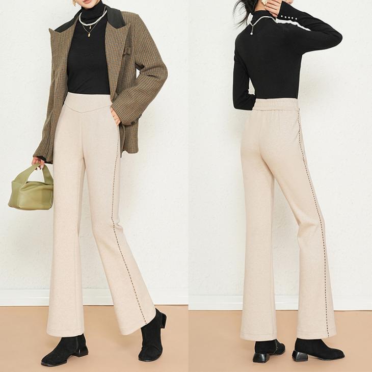 Beige Whipstitch Knit Trouser  |  Womens Trousers Clothing Trousers