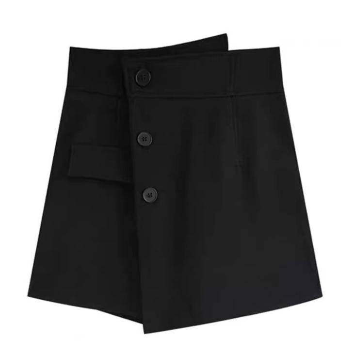 Black Asymmetric Tailored Mini Skort  |  Womens Skirts Clothing Shorts