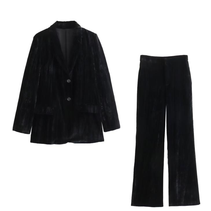 Black Belted Wrap Velvet Blazer  |  Womens Suits & Tailoring Blazers Blazers