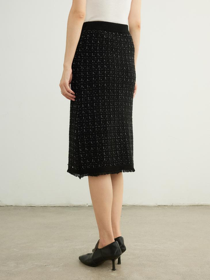 Black Boucle Check Mini Skirt  |  Womens Skirts Clothing Co-Ord Sets