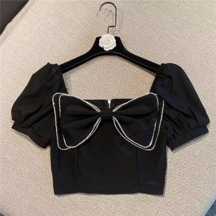 Black Bow Pearl Trim Cami Top  |  Womens Tops & T-Shirts Clothing Tops & T-Shirts