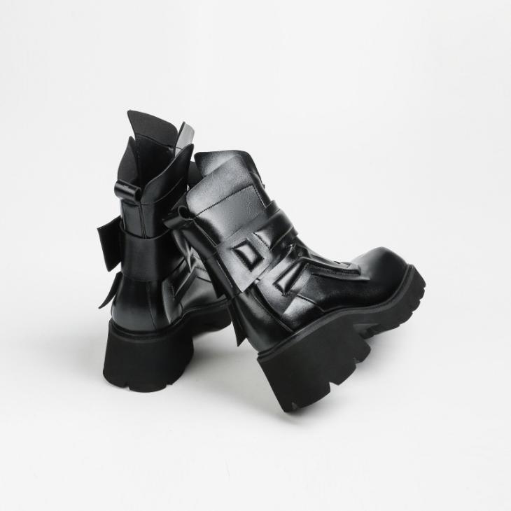 Black Buckle Chunky Ankle Boots  |  Womens Boots Boots Boots