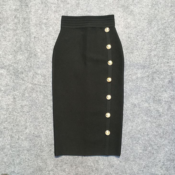 Black Button Up Pencil Midi Skirt  |  Womens Co-Ord Sets Clothing Co-Ord Sets