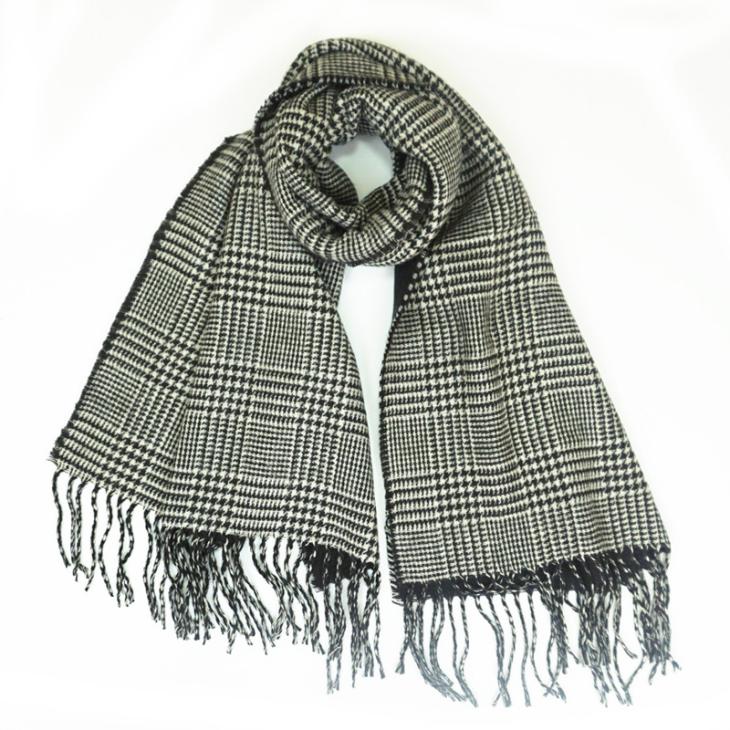 Black Check Scarf  |  Mens Scarves & Gloves Accessories Mens