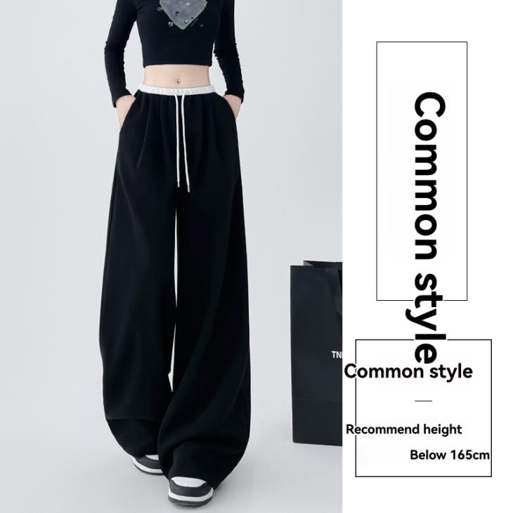 Black Double Waist Wide Leg Trousers  |  Womens Trousers Clothing Trousers