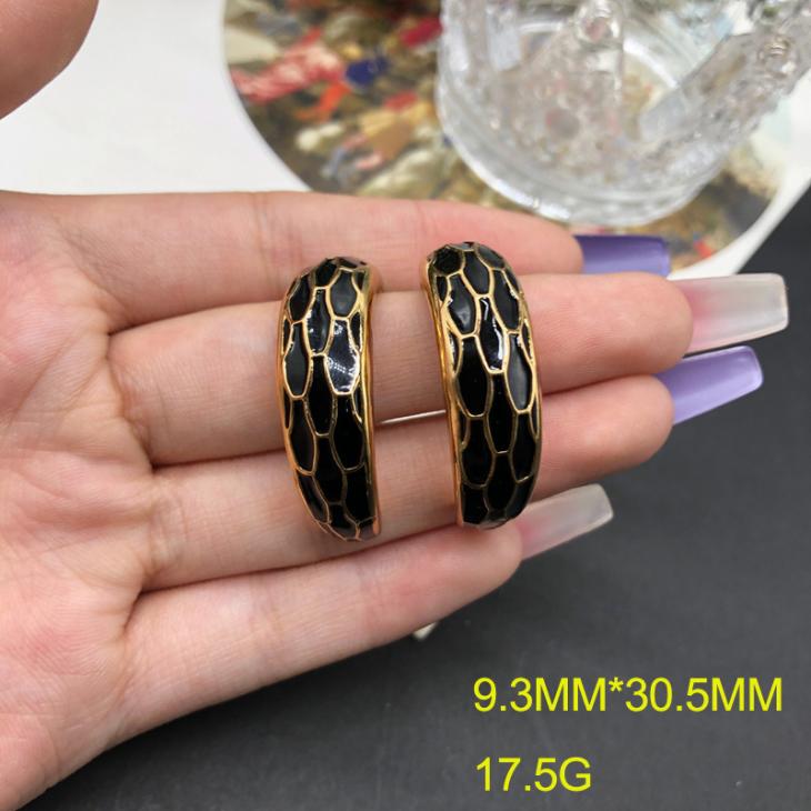 Black Enamel Hoop  Earrings  |  Womens Jewellery Accessories Jewellery