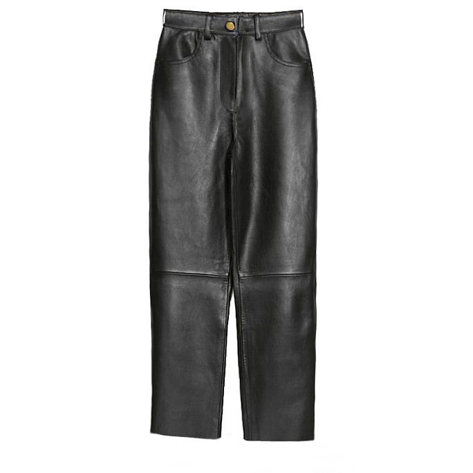 Black Faux Leather Straight Trousers  |  Womens Trousers Clothing Trousers