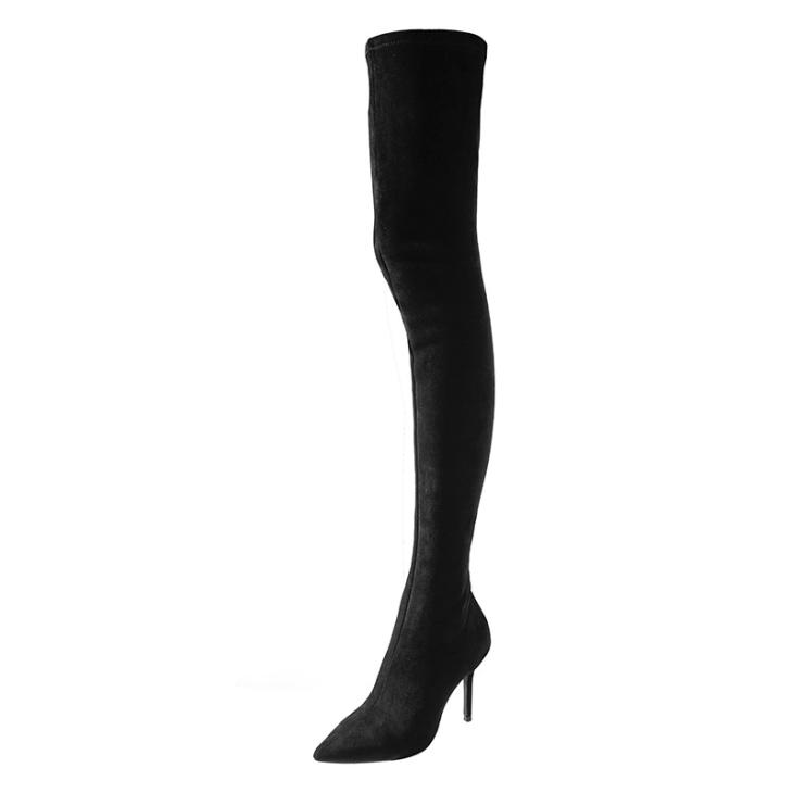 Black High Leg Knitted Sock Boots  |  Womens Heels Boots Boots