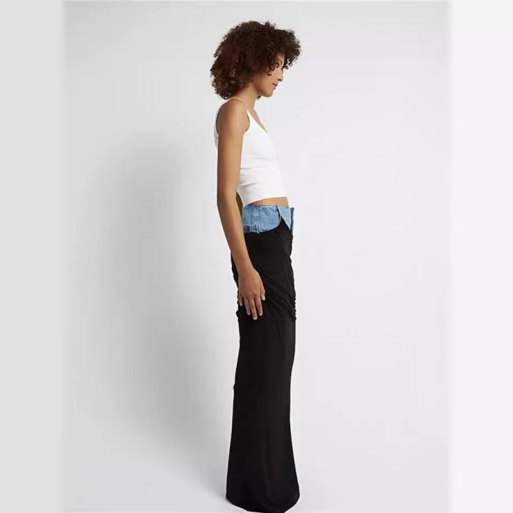 Black Hybrid Denim Tailored Trousers  |  Womens Trousers Clothing Co-Ord Sets