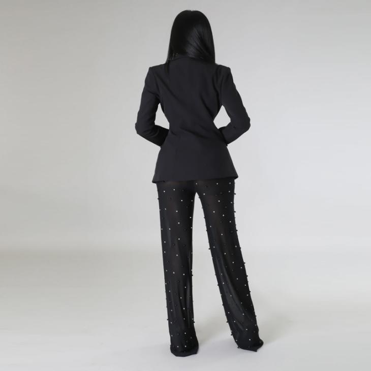 Black Lace Flared Trousers  |  Womens Trousers Clothing Trousers