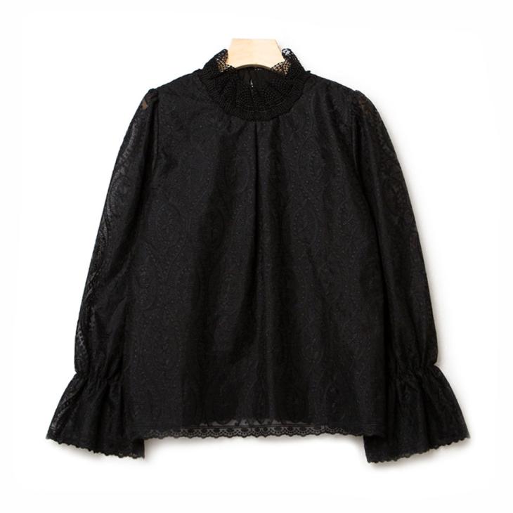 Black Lace Frill Sleeve Blouse  |  Womens Tops & T-Shirts Blouses & Shirts Blouses & Shirts