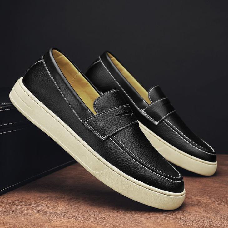 Black Leather Slip On Loafers  |  Mens Shoes Mens Mens