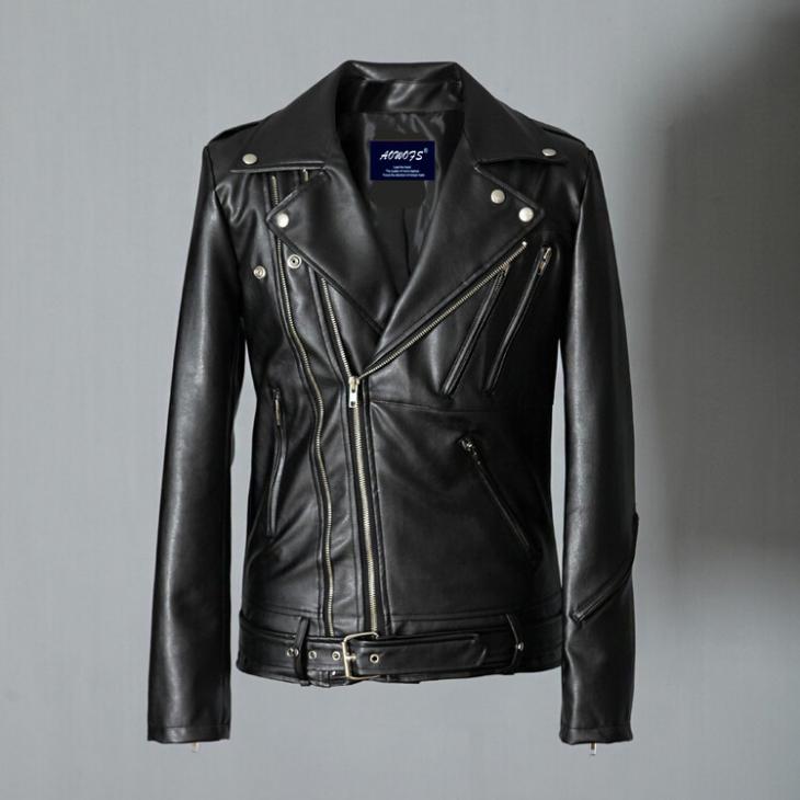 Black Leather Zip Up Biker Jacket  |  Womens Coats & Jackets Clothing Coats & Jackets