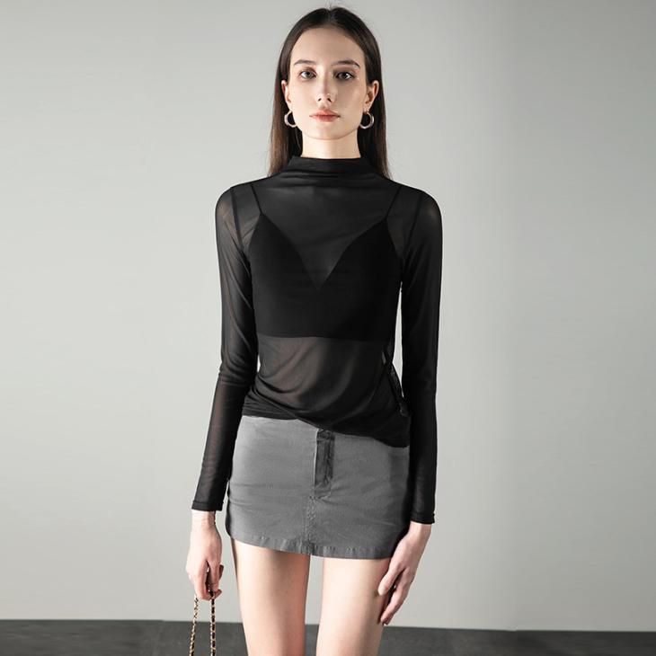 Black Mesh Drape Top  |  Womens Tops & T-Shirts Clothing Tops & T-Shirts