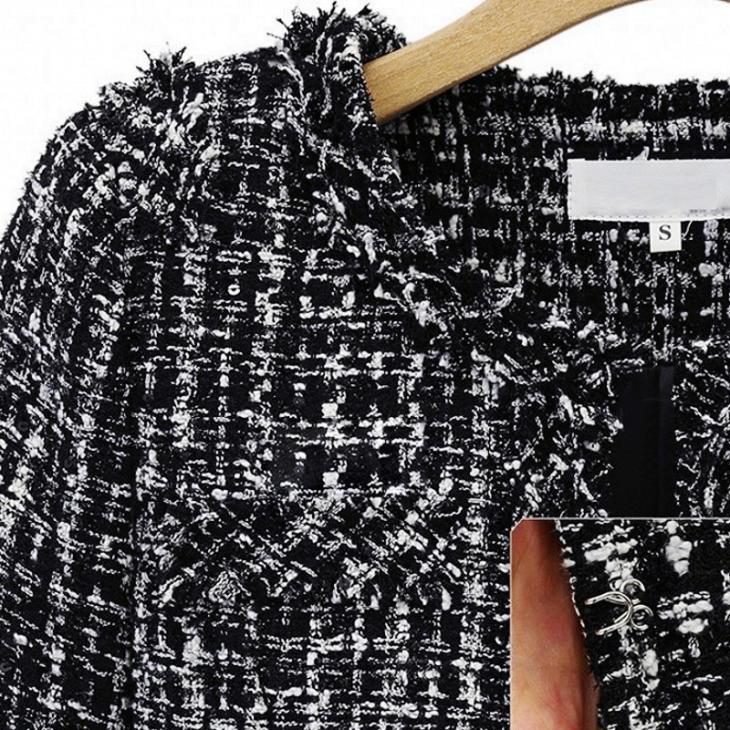 Black Monochrome Boucle Textured Crop Jacket  |  Womens Coats & Jackets Clothing Coats & Jackets