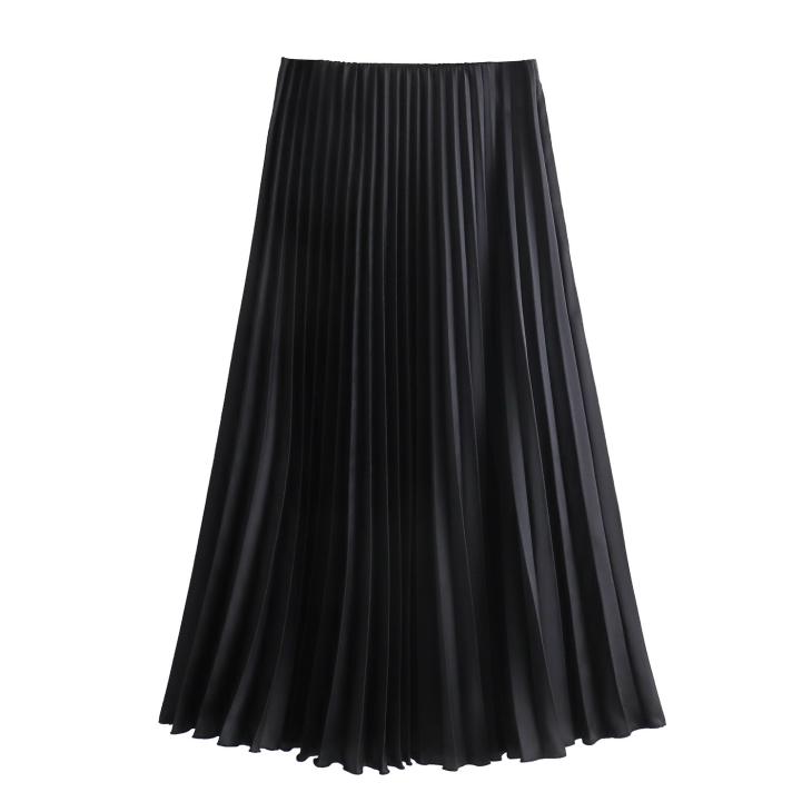 Black Pleated Midi Skirt  |  Womens Skirts Clothing Skirts