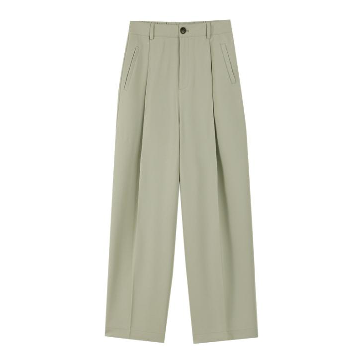 Black Pleated Straight Trousers  |  Womens Trousers Clothing Trousers