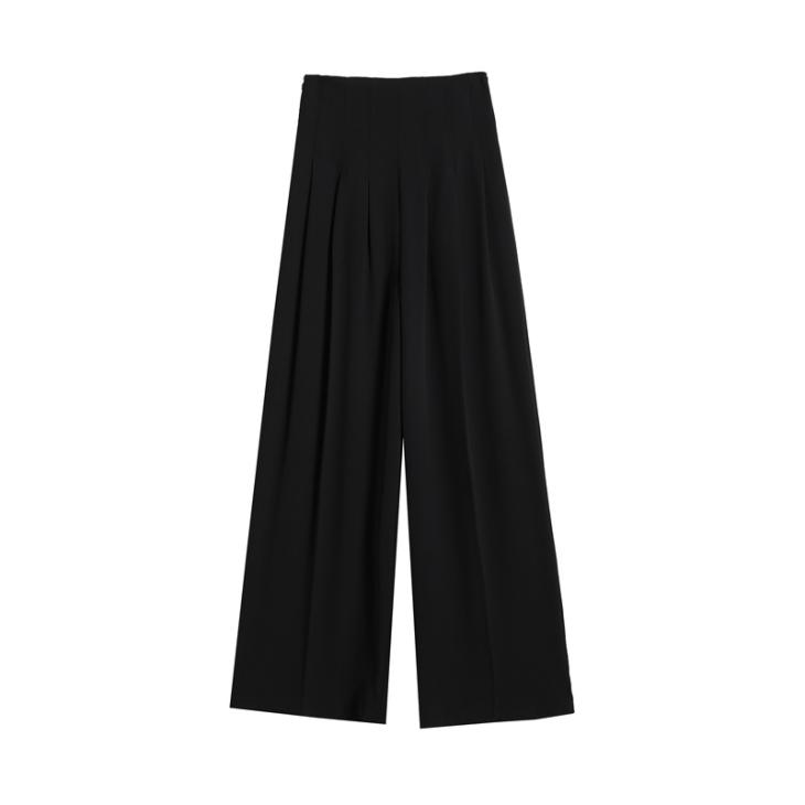 Black Pleated Wide Leg Trousers  |  Womens Trousers Clothing Trousers