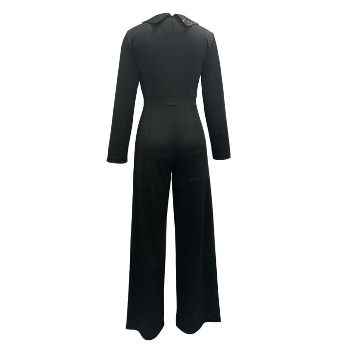 Black Plunge Wide Leg Jumpsuit  |  Womens Jumpsuits & Playsuits Clothing Jumpsuits & Playsuits