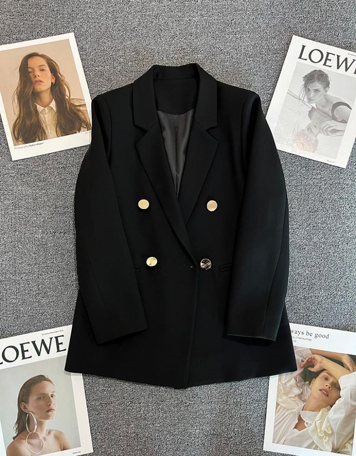 Black Premium Double Breasted Blazer  |  Womens Blazers Blazers Blazers