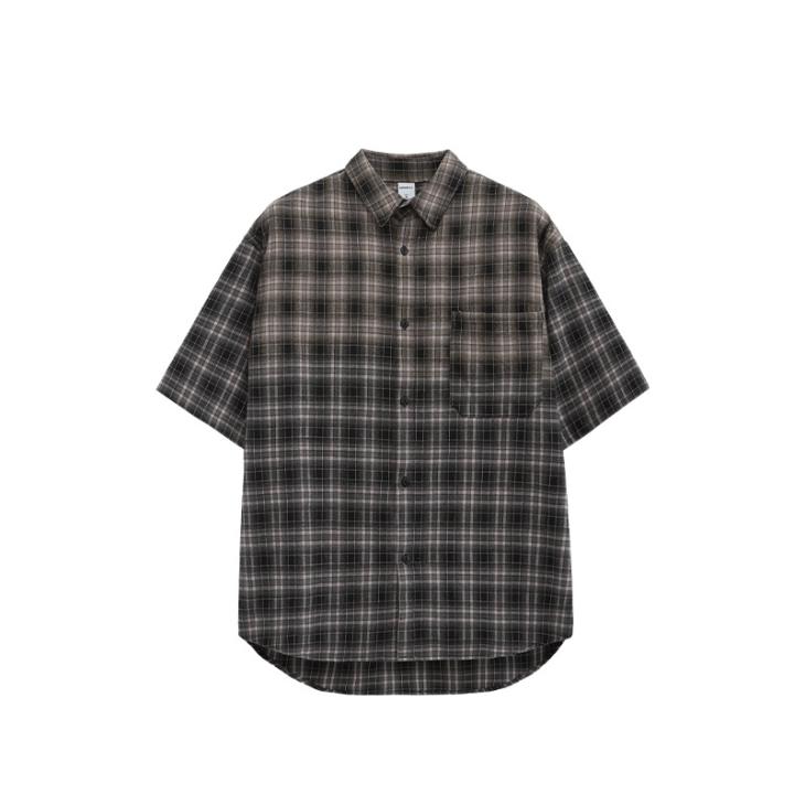 Black Regular Fit Check Revere Shirt  |  Mens Shirts Clothing Mens