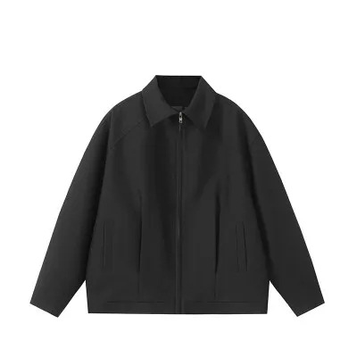 Black Regular Fit Zip Up Wool Blend Jacket  |  Mens Coats & Jackets Clothing Coats & Jackets