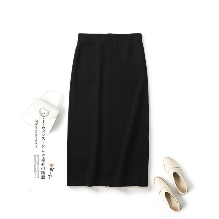 Black Ribbed Pencil Midi Skirt  |  Womens Skirts Clothing Skirts