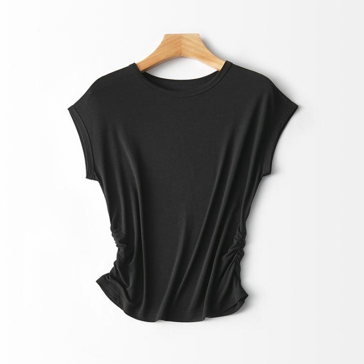 Black Ribbed Ruched Side Vest Top  |  Womens T-Shirts & Vests Clothing T-Shirts & Vests