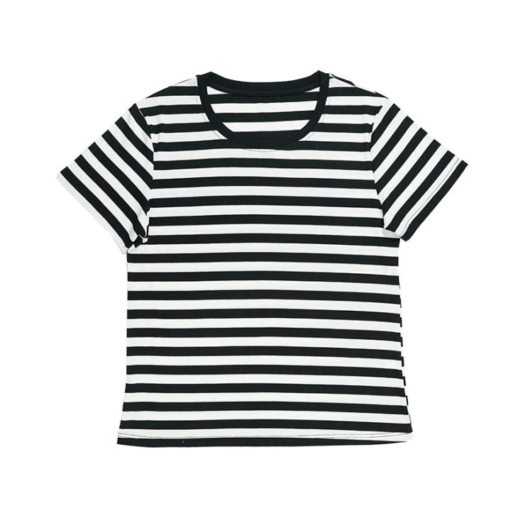 Black Ribbed Stripe Cropped T-Shirt  |  Womens T-Shirts & Vests Clothing T-Shirts & Vests