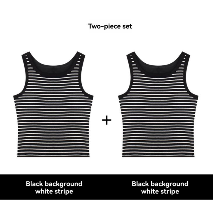 Black Ribbed Stripe Scoop Neck Vest Top  |  Womens Tops & T-Shirts Clothing Loungewear