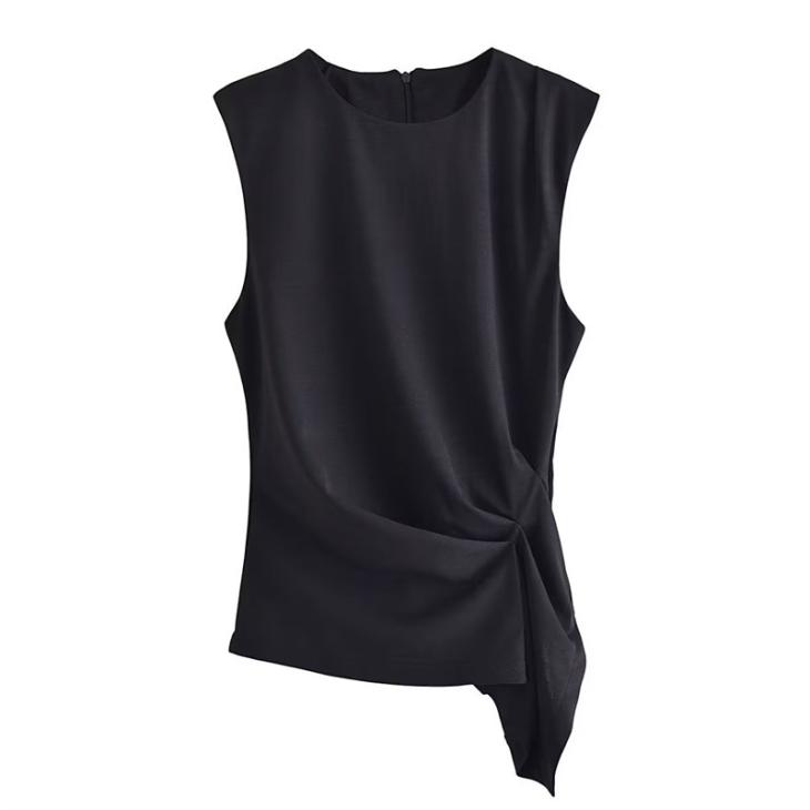 Black Ruched Asymmetric Top  |  Womens Tops & T-Shirts Clothing Tops & T-Shirts