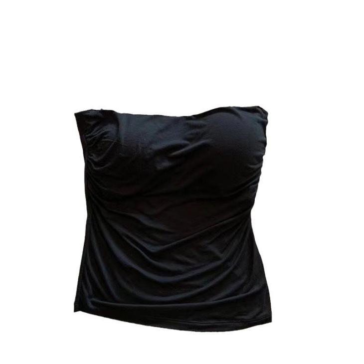 Black Ruched Front Bandeau Top  |  Womens Tops & T-Shirts Clothing Tops & T-Shirts