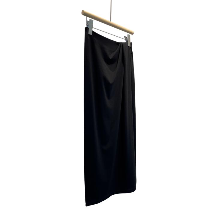 Black Ruched Side Tailored Midi Skirt  |  Womens Skirts Clothing Skirts