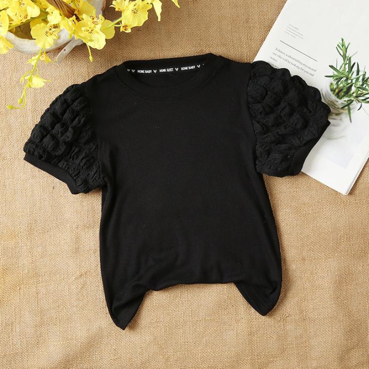 Black Ruffle Sleeve T-Shirt  |  Womens T-Shirts & Vests Clothing T-Shirts & Vests