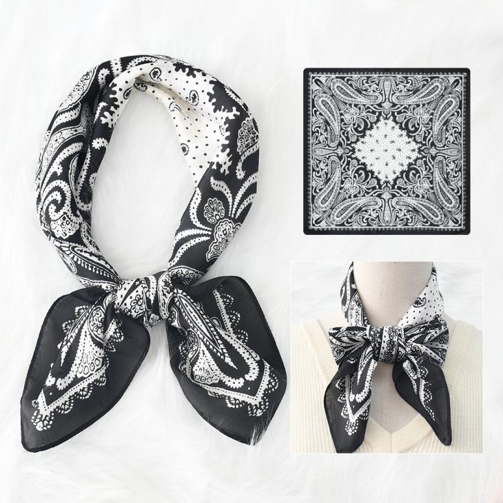 Black Satin Diamante Bandana Scarf  |  Womens Scarves Accessories Scarves