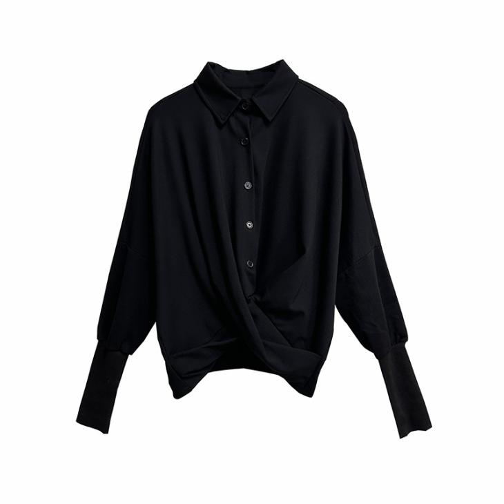 Black Satin Front Knot Blouse  |  Womens Blouses & Shirts Blouses & Shirts Blouses & Shirts