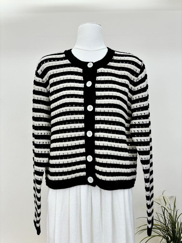 Black Sequin Stripe Button Up Cardigan  |  Womens Tops & T-Shirts Clothing Jumpers & Cardigans