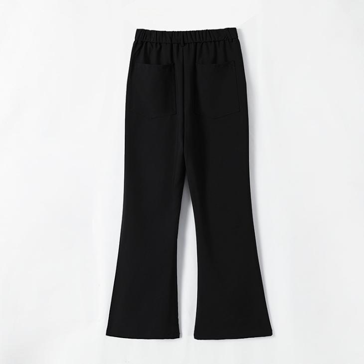 Black Side Split Soft Flared Trousers  |  Womens Trousers Clothing Trousers