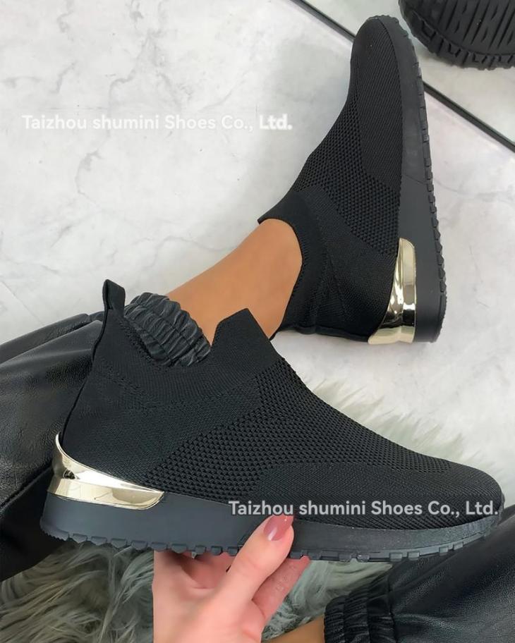 Black Slip On Wedge Trainers  |  Womens Trainers Shoes Trainers